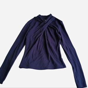 OGL Navy Twist-Front Long Sleeve Top